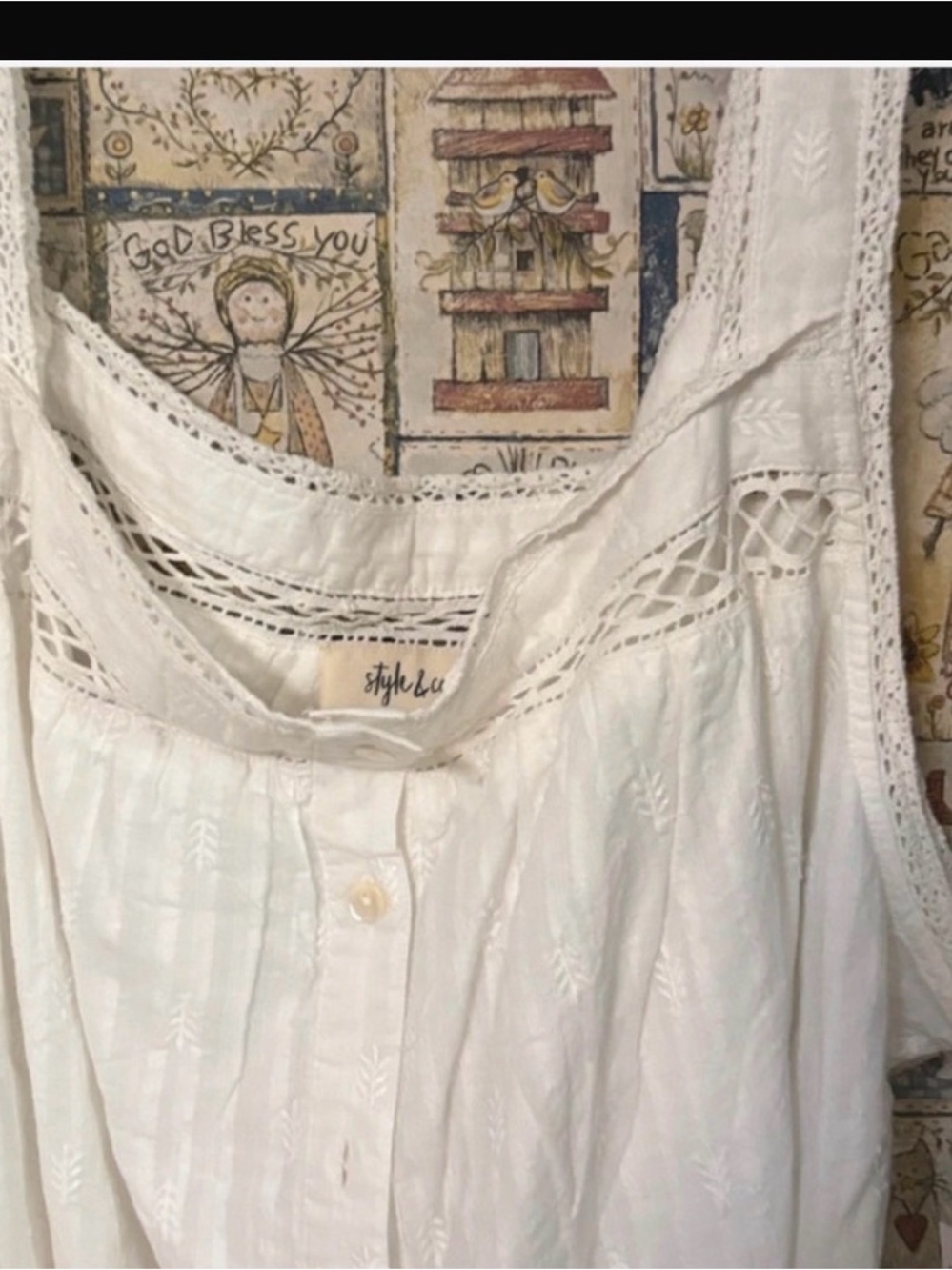 Style & Co. White Lace-Trim Cotton dress